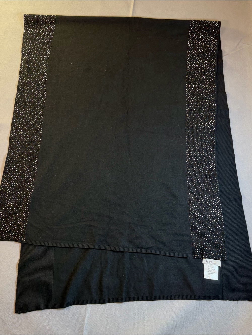 Black Embellished Sparkle Side Panel Evening Wrap Shawl Scarf